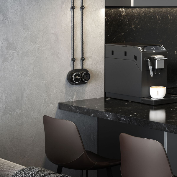 Переключатель одноклавишный Werkel Vintage черный матовый/хром W5812051 4690389174032