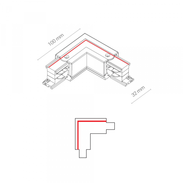 Коннектор L-образный левый Nowodvorski Ctls Power 8706