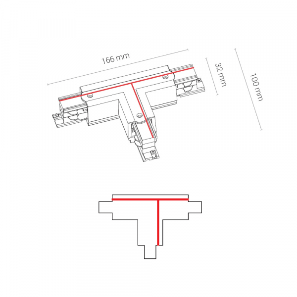Коннектор T-образный левый 1 Nowodvorski Ctls Power 8244