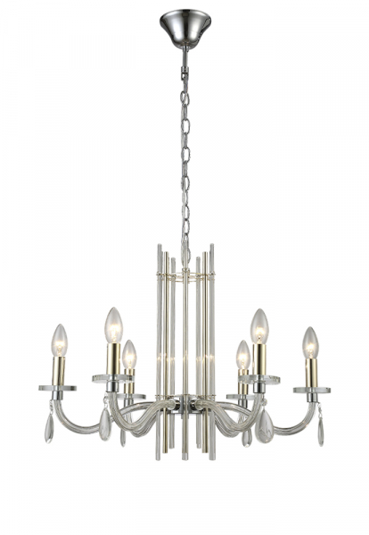 Подвесная люстра Crystal Lux AURELIO SP6 GOLD+CHROME/TRANSPARENT