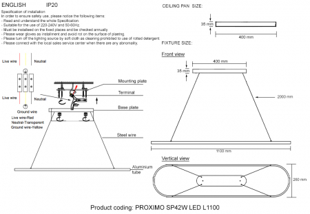 Crystal Lux PROXIMO SP42W LED L1100 BLACK