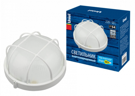 Uniel UWL-R02 100W/E27 IP54 WHITE Kруг/Решетка