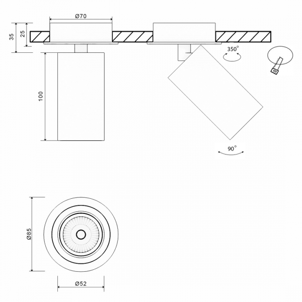 Основание для встраиваемого светильника SWG MINI-VL-M4-BL 004867