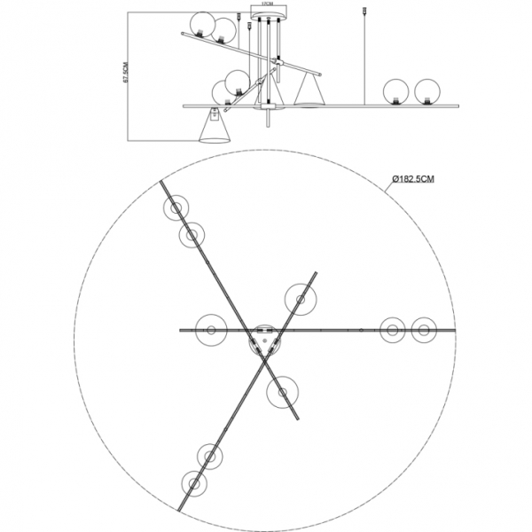Люстра на штанге Arte Lamp Jacob A7029PL-9BK