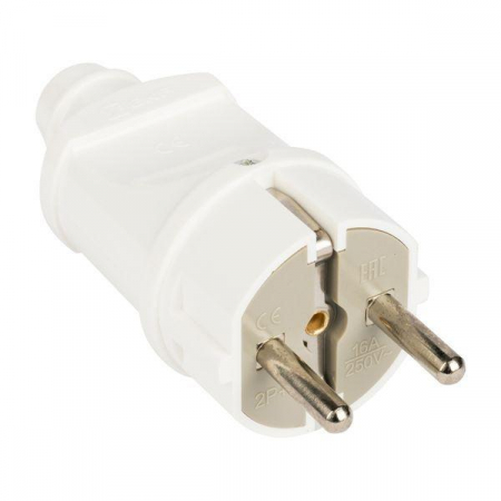 Вилка прямая 16А 250В с заземл. бел. EKF AVP16-10 Вилка прямая 16А 250В с заземл. бел. EKF AVP16-10