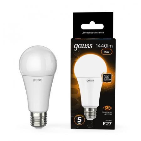 Лампа светодиодная Black 16Вт A60 грушевидная 3000К тепл. бел. E27 1440лм GAUSS 102502116