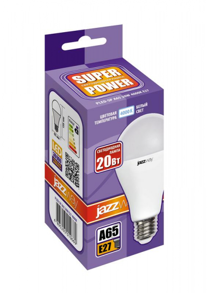 Лампа светодиодная PLED-SP 20Вт A60 4000К нейтр. бел. E27 230В/50Гц JazzWay 5019669A Лампа светодиодная PLED-SP 20Вт A60 4000К нейтр. бел. E27 230В/50Гц JazzWay 5019669A