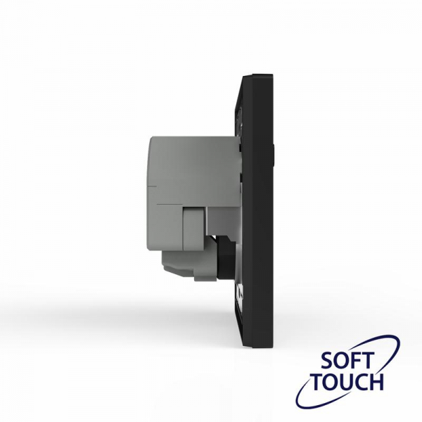 Розетка 1-м СП Pixel IP20 с заземл. с 2-мя заряд. устр. USB тип A+C механизм карбон TOKOV ELECTRIC TKE-PX-R1U2AC-C14