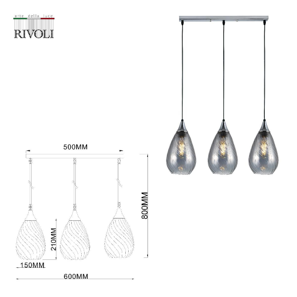 Подвесной светильник Rivoli Lily 9122-203 Б0054874
