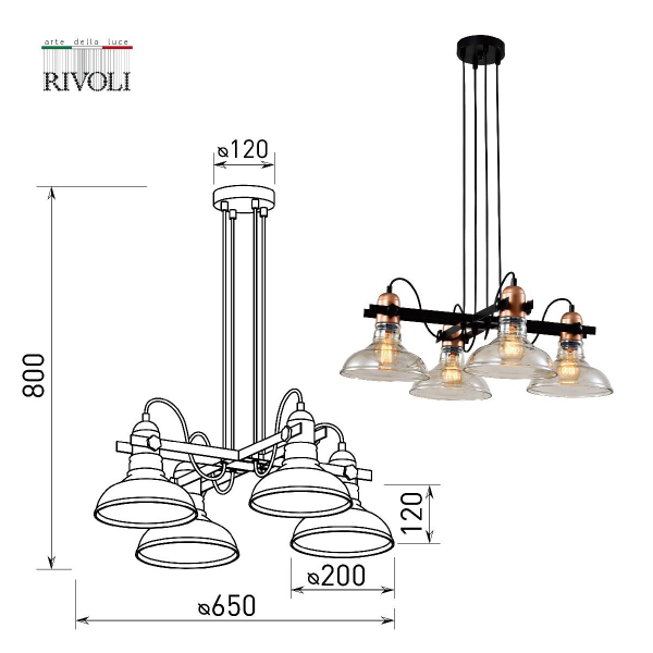 Подвесная люстра Rivoli Leila 4093-304 Б0055028