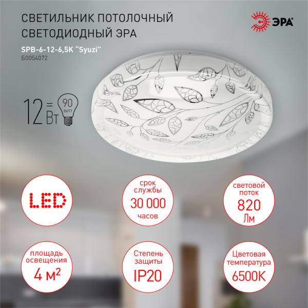Потолочный светильник Эра SPB-6-12-6,5K Syuzi Б0054072