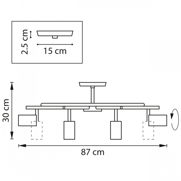 Люстра на штанге Lightstar Rullo LR718318 (571718+214431-8)