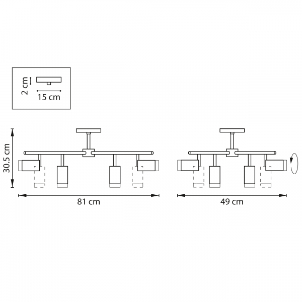 Люстра на штанге Lightstar Rullo LR7283680 (571728+214436-8+202430-8)