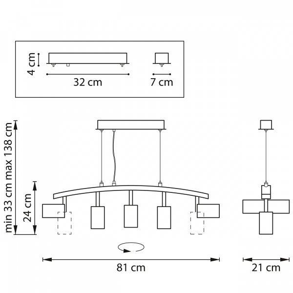 Подвесной светильник Lightstar Rullo LR735305 (571735+214430-5)