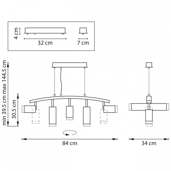 Подвесной светильник Lightstar Rullo LR7353638720 (571735+214436-3+214487-2+202430-5)