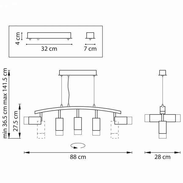 Подвесной светильник Lightstar Rullo LR7353723631 (571735+214437-2+214436-3+202431-5)