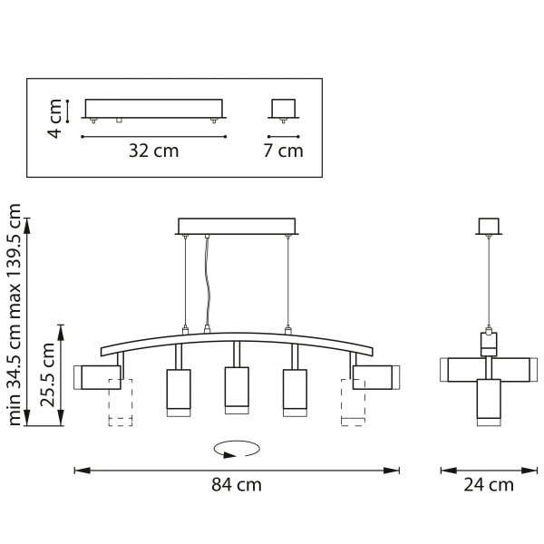 Подвесной светильник Lightstar Rullo LR7353750 (571735+214437-5+202430-5)