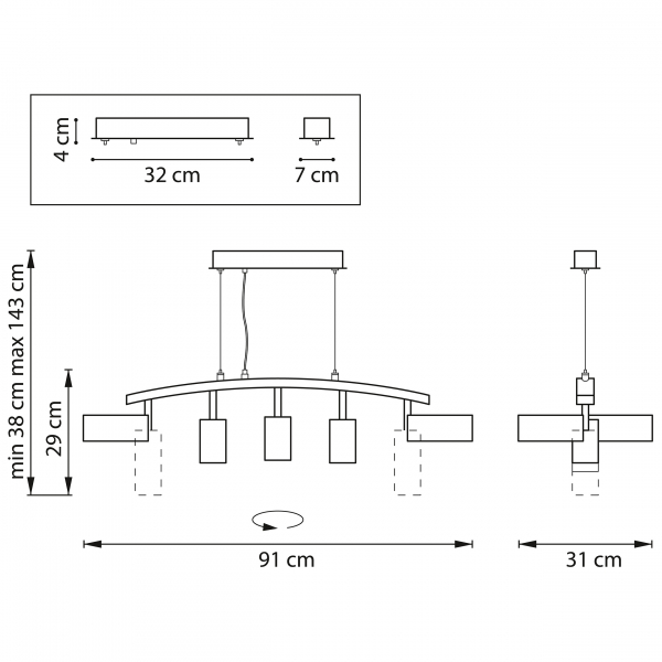 Подвесной светильник Lightstar Rullo LR735862373 (571735+214437-3+214486-2)