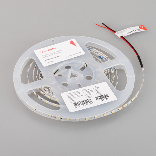Светодиодная лента Arlight RT-A80-5mm 24V Cool 8K (5 W/m, IP20, 2835, 5m) 037799