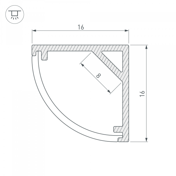 Алюминиевый профиль Arlight SL-KANT-H16-2000 BLACK 037116