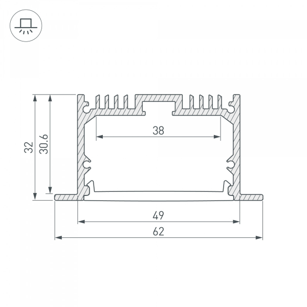 Алюминиевый профиль Arlight с экраном SL-LINIA62-F-2500 BLACK+OPAL 036307