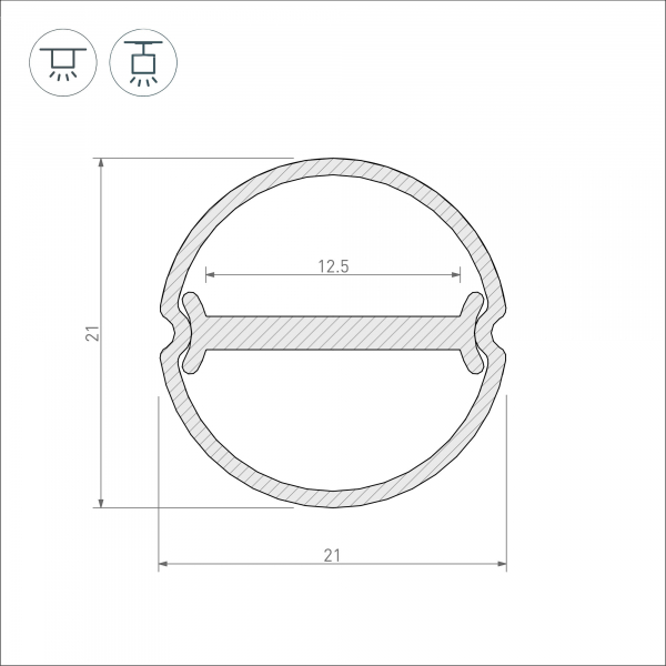 Алюминиевый профиль Arlight ARH-ROUND-D20-DUAL-2000 ANOD 039218