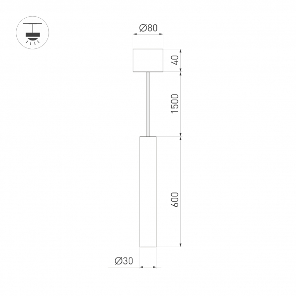 Подвесной светильник Arlight SP-PIPE-HANG-L600-R30-9W Day4000 (WH, 24 deg, 230V) 038615