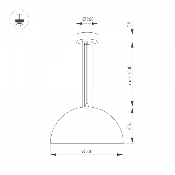 Подвесной светильник Arlight SP-RESTO-HANG-R500-30W Warm3000 (BK, 100 deg, 230V) 039699