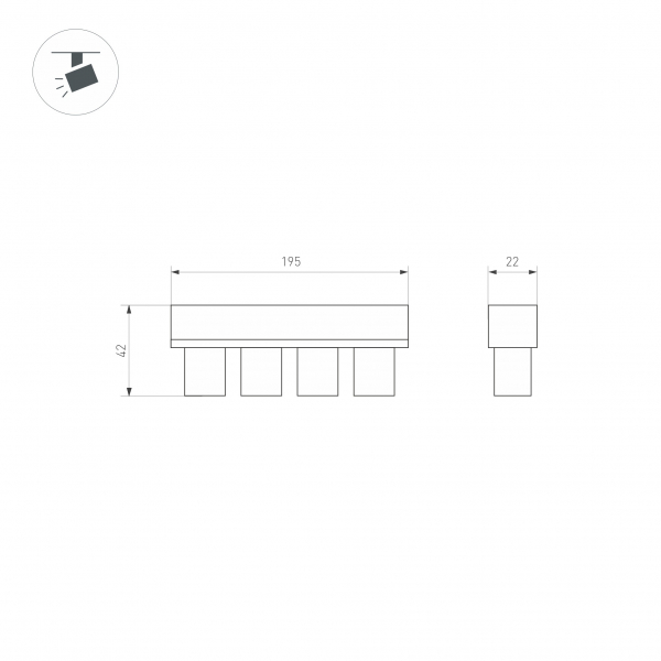Трековый светильник Arlight MAG-ORIENT-KRATER-L195-12W Day4000 (WH, 25 deg, 48V, DALI) 037331