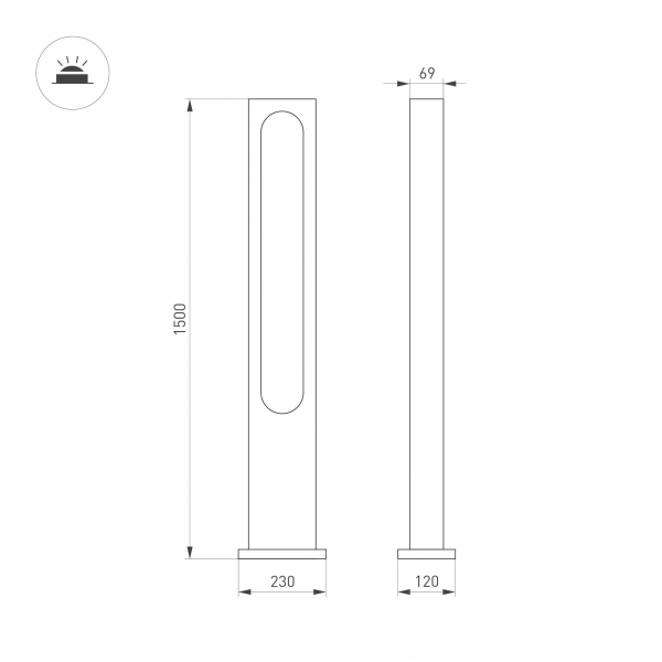 Уличный светильник Arlight LGD-MUSE-BOLL-H1500-18W Warm3000 (DG, 328 deg, 230V) 035395