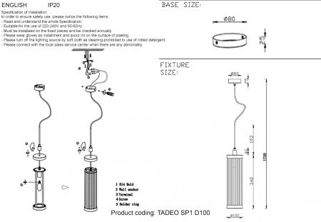 Crystal Lux Tadeo SP1 D100 Chrome/Transparente