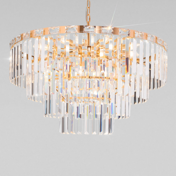 Подвесная люстра Eurosvet Elegante 10130/10 золото/прозрачный хрусталь Strotskis Smart a060643