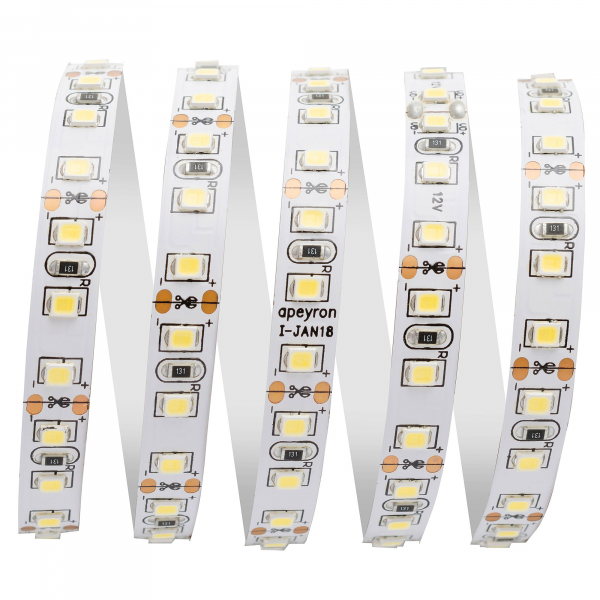Светодиодная лента Apeyron 12В СТ 9,6Вт/м smd3528, 120д/м IP20 600Лм/м 5м 4000К 00-143