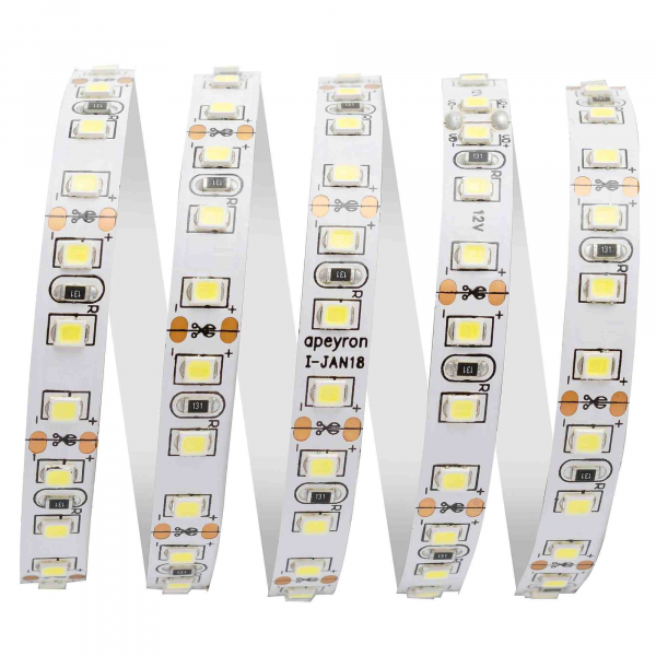 Светодиодная лента Apeyron 12В СТ 9,6Вт/м smd3528, 120д/м IP20 600Лм/м 5м 6500К 00-31