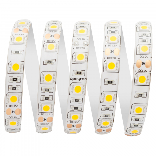 Светодиодная лента Apeyron 12В СТ 14,4Вт/м smd5050 60д/м IP65 700Лм/м 5м 4000К 00-144