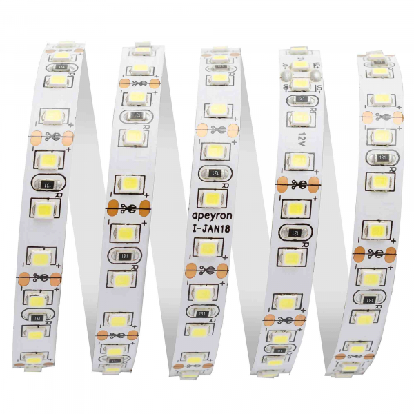 Светодиодная лента Apeyron 12В СТ 9,6Вт/м smd3528, 120д/м IP20 600Лм/м 3м 6500К 214BL