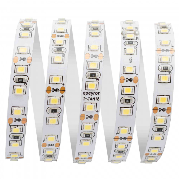 Светодиодная лента Apeyron 12В СТ 9,6Вт/м smd3528, 120д/м IP20 600Лм/м 5м 3000К 32BL