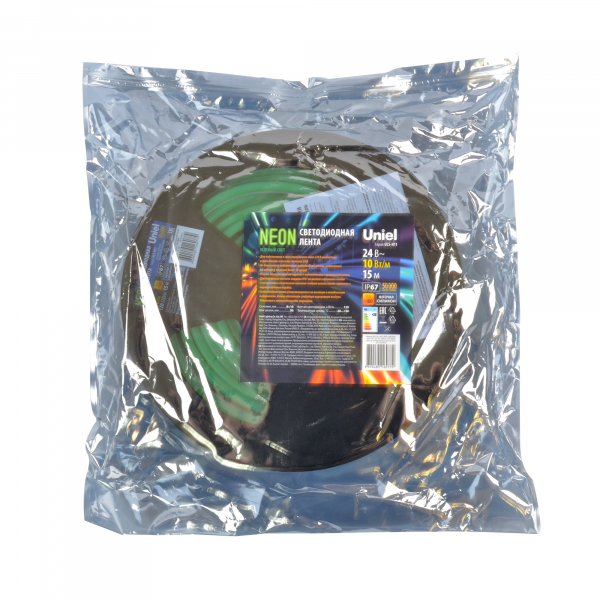 Светодиодная лента Uniel ULS-N11-2835-120LED/m-8mm-IP67-DC24V-10W/m-15M-GREEN UL-00009100