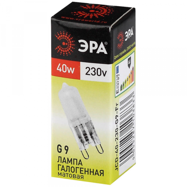 Лампа галогенная ЭРА G9 40W 2700K матовая G9-JCD-40-230V-FR C0027368