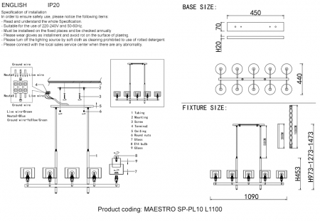 Crystal Lux MAESTRO SP-PL10 L1100 GOLD