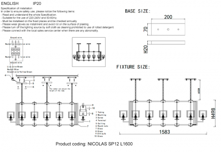Crystal Lux NICOLAS SP12 L1600 GOLD/WHITE
