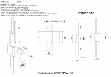 Crystal Lux CARTA AP6W LED GREEN/BRASS