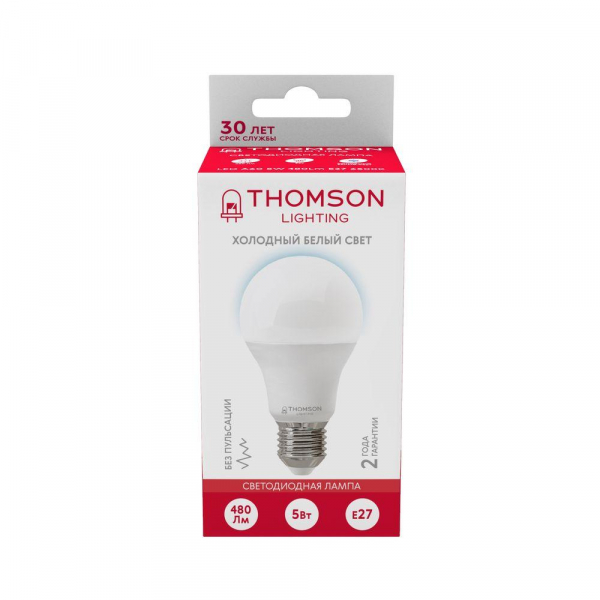 Лампа светодиодная Thomson E27 5W 6500K груша матовая TH-B2300