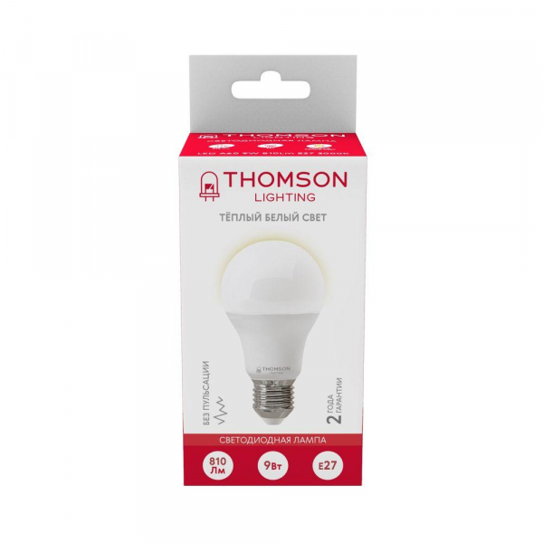 Лампа светодиодная Thomson E27 9W 3000K груша матовая TH-B2003