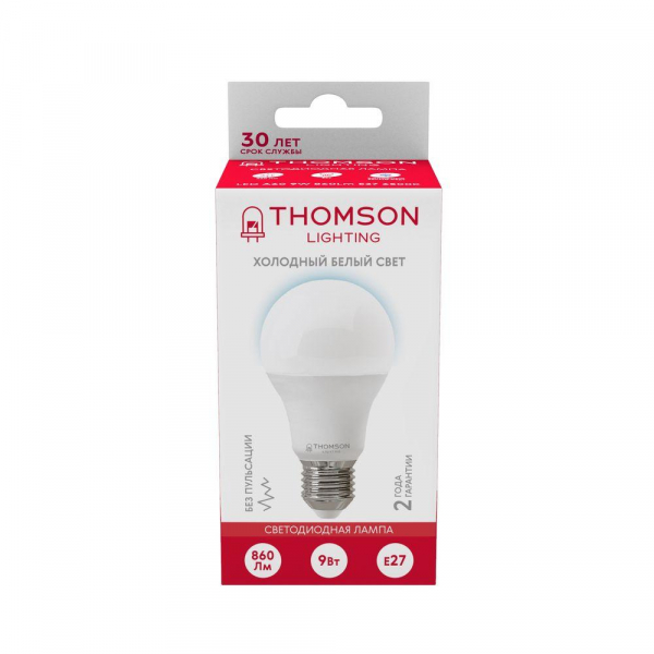 Лампа светодиодная Thomson E27 9W 6500K груша матовая TH-B2302