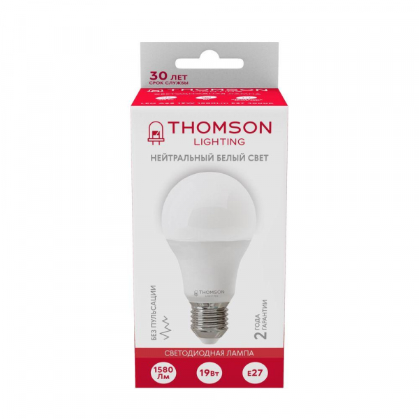 Лампа светодиодная Thomson E27 19W 4000K груша матовая TH-B2348