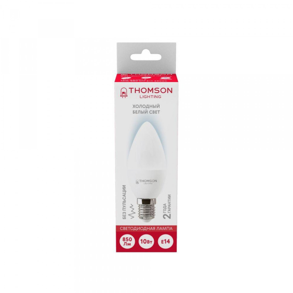 Лампа светодиодная Thomson E14 10W 6500K свеча матовая TH-B2309