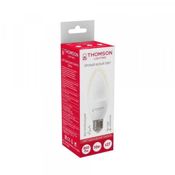 Лампа светодиодная Thomson E27 10W 3000K свеча матовая TH-B2023