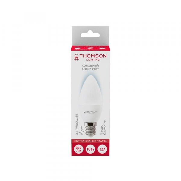 Лампа светодиодная Thomson E27 10W 6500K свеча матовая TH-B2311