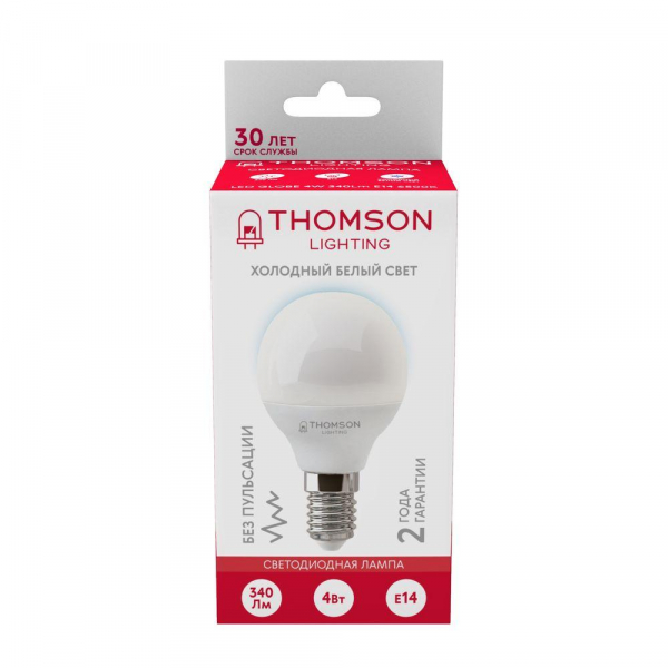 Лампа светодиодная Thomson E14 4W 6500K шар матовый TH-B2314